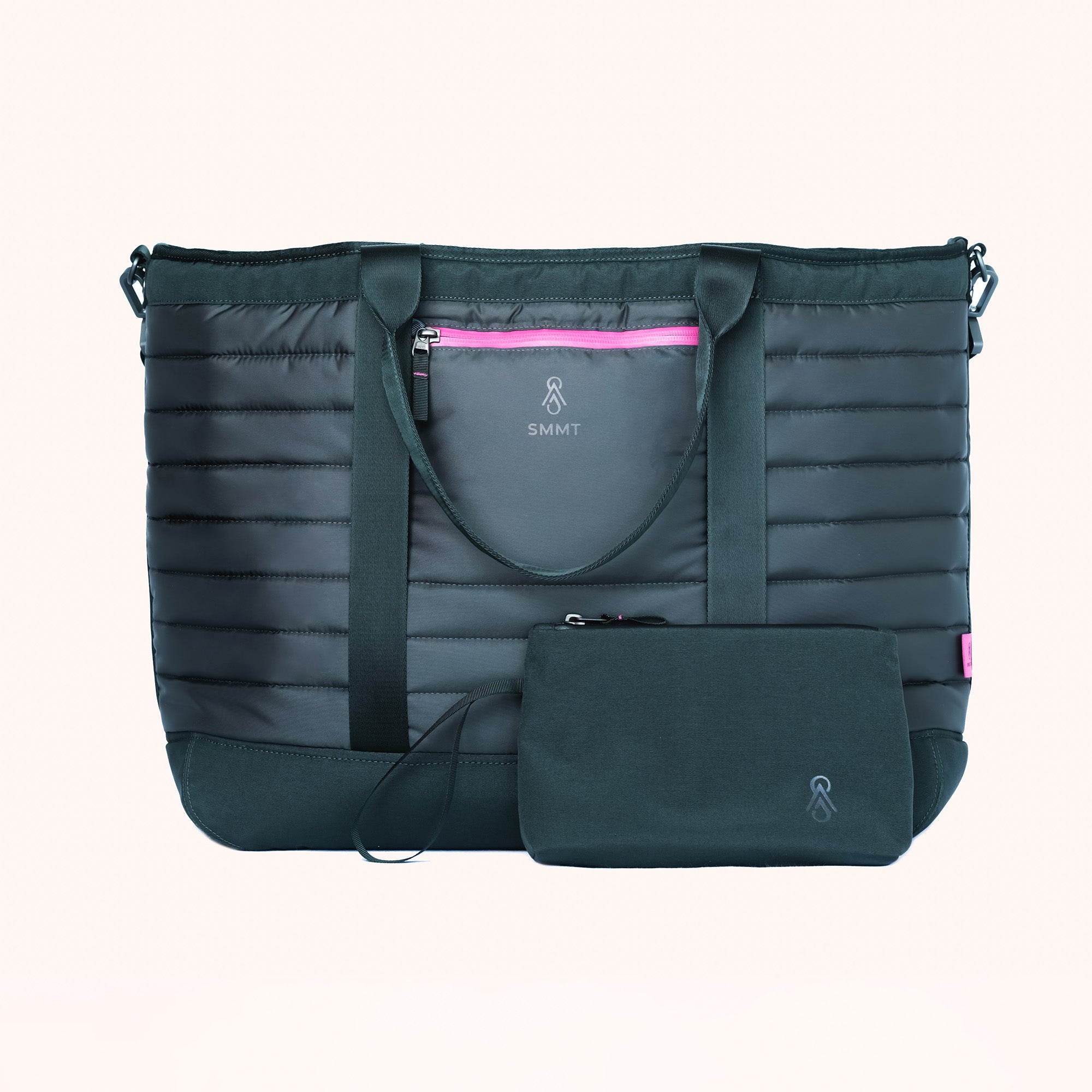 front view of 35 liter powder loft tote with included clutch