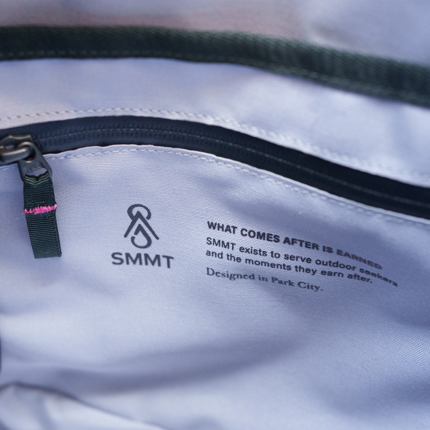 logo and tagline printed inside the powderloft tote bag