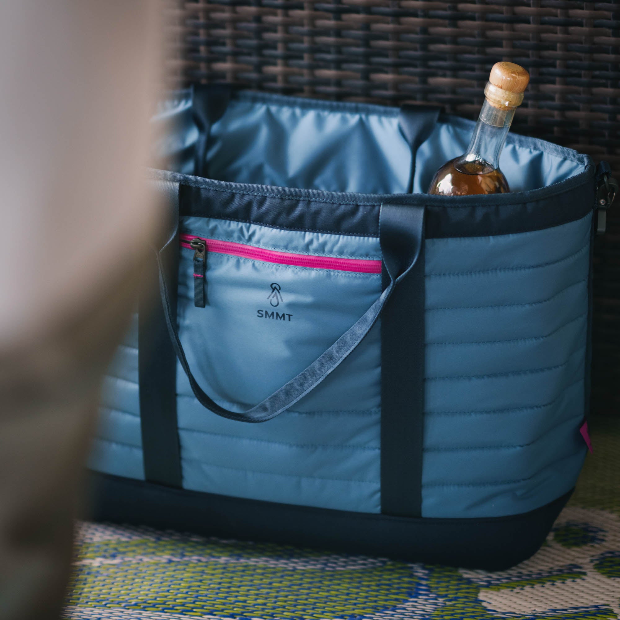 tote bag with bottle of wine inside